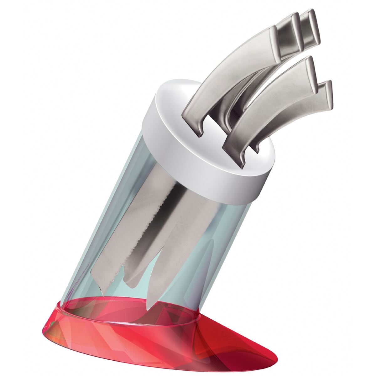 CEPPO PER COLTELLI ( CON 5 COLTELLI ERGO)Ceppo coltelli Glamour rosso con 5 coltelli modello Ergo: per aver sempre il coltello giusto a portata di mano