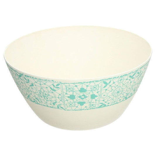 Insalatiera tonda in fibra di Bambù decorata. Dimensioni: cm 25,5 x 12 h Per alimenti, lavabile in lavastoviglie. In negozio e online su tuttochic.live