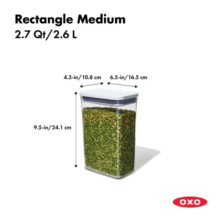 Contenitori ermetici a forma rettangolare con comodo bottone centrale per una facile apertura e chiusura, mantengono gli alimenti freschi e asciutti e la tua dispensa organizzata. h24,1 x 10,8 x 16,5 cm. In negozio e online su tuttochic.live