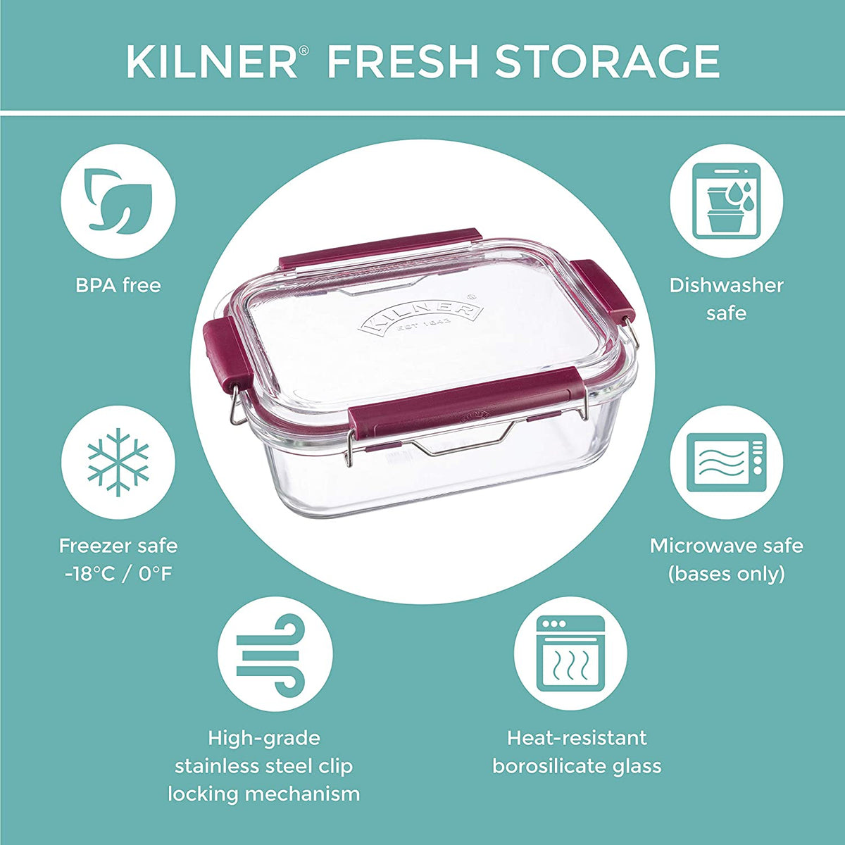 Realizzato in resistente vetro borosilicato, questo contenitore è adatto al congelatore, al forno e al microonde (solo basi).La capacità di questo contenitore è di 0,35 litri/350 ml, perfetta per conservare piccole porzioni di frutta e verdura. Dimensioni: cm14,5 x 12,5 x h 6,8. In negozio e online su tuttochic.live