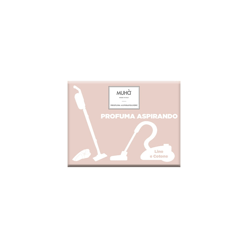 SEMI NATURALI PROFUMATI Usando l’aspirapolvere potrai profumare piacevolmente i tuoi ambienti.  SEMI NATURALI • SENZA SILICONI• SENZA PARABENILA CONFEZIONE CONTIENE 5 BUSTINE Fragranza Lino e Cotone Fragranza intensa, semplice e raffinata ispirata al profumo di pulito. In negozio e online su tuttochic.live