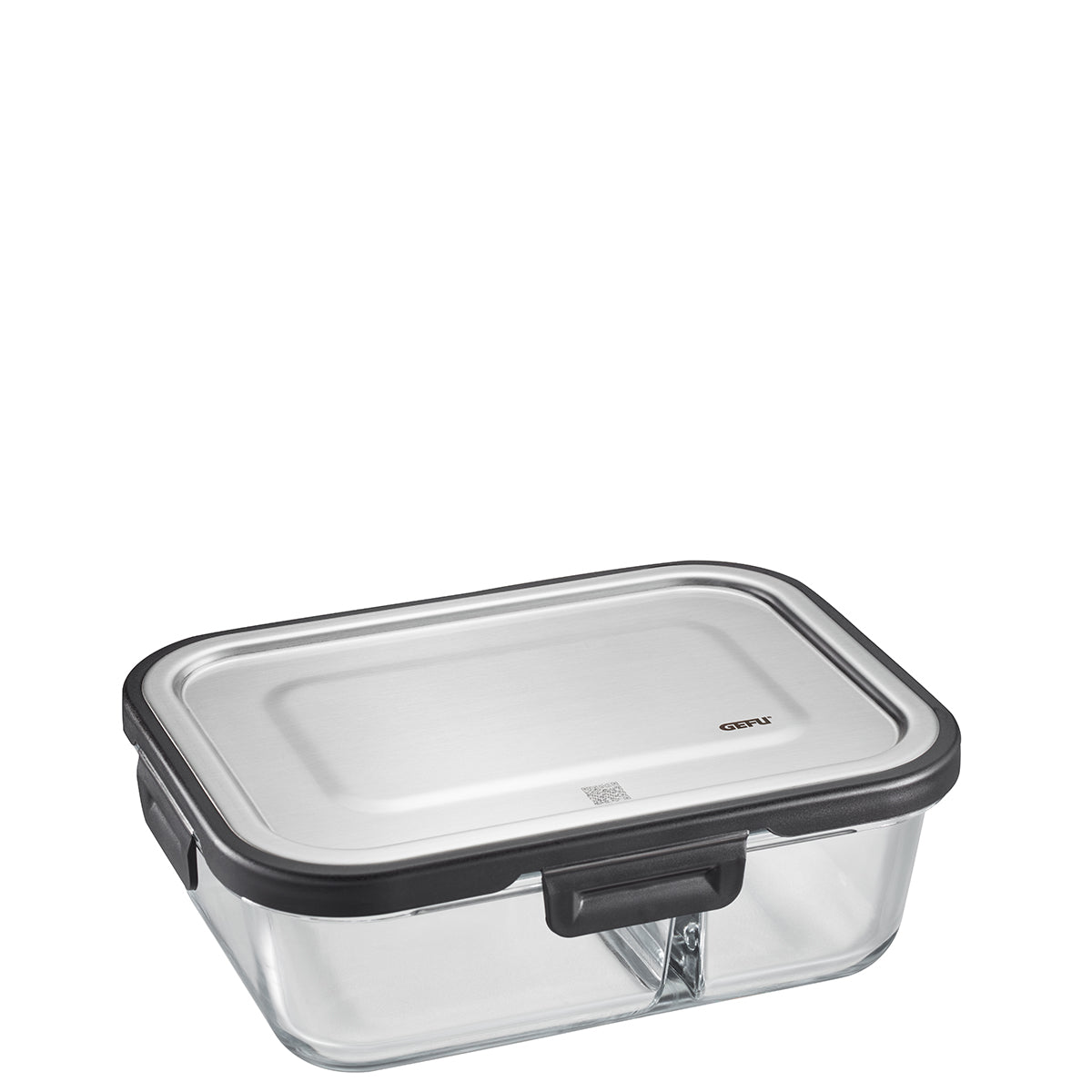 Contenitori per alimenti in vetro borosilicato  MILO con coperchi in acciaio inossidabile a scatto, un divisorio integrato consente di conservare diversi alimenti separatamente l'uno dall'altro. Capacità 300 ml + 500 ml adatto per forno e microonde L 20,8 cm, P 15,6 cm, H 7,0 cm. in negozio e online su tutttochic.it