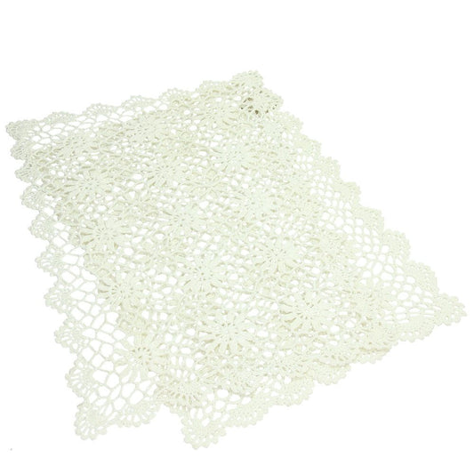 Set di 2 tovagliette rettangolari in cotone inamidato effetto pizzo. Dimensioni: cm 39 x 45. In negozio e online su tuttochic.live