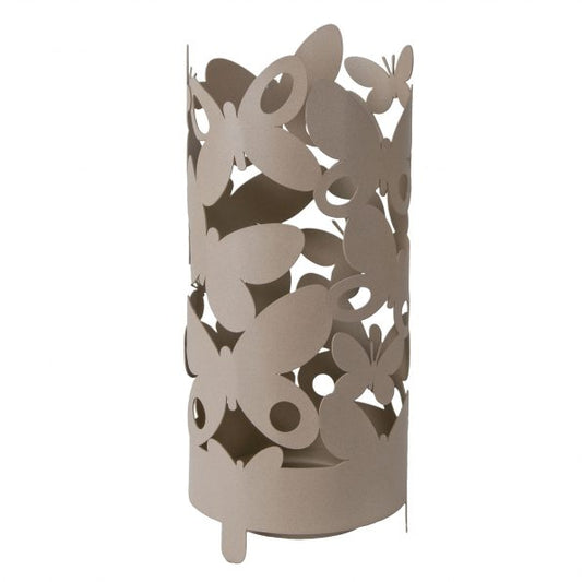 Porta ombrelli in metallo verniciato di colore beige (tortora). Dimensione: diametro cm. 25 x 55H. In negozio e online su tuttochic.live