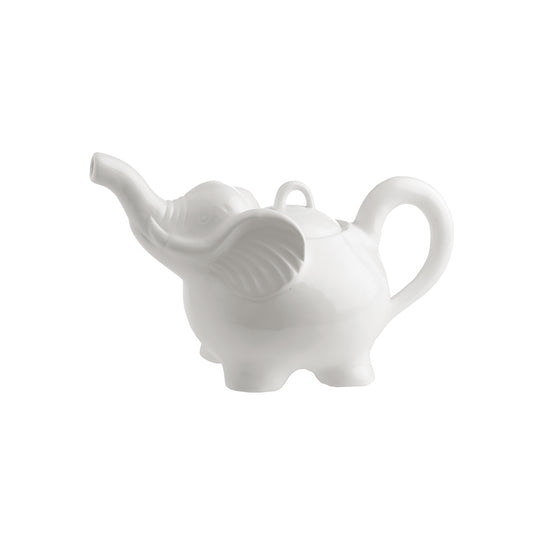 Teiera in porcellana bianca con coperchio a forma di elefante. cc 750. Dimensioni : 13x24xh14 cm. In negozio e online su tuttochic.live