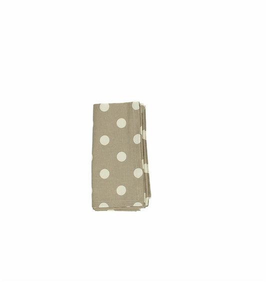 Set di 2 tovaglioli in puro cotone con decoro pois beige. Dimensioni: cm 42 x 42