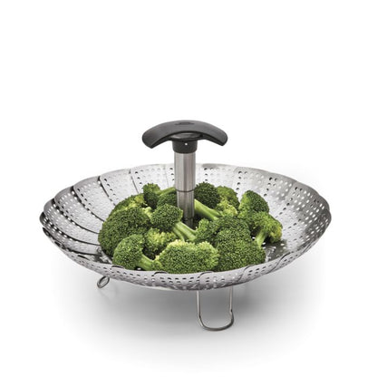 Vaporiera per la cottura a vapore in pentola, si adatta a pentole di 20 cm di diametro. Manico rimovibile per la cottura di cibi di grandi dimensioni  Materiale: acciaio inox 